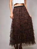 Leopard Tiered Ruffle Maxi Skirt - Greige Goods