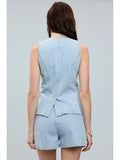 Denim Shorts & Vest Set - Greige Goods