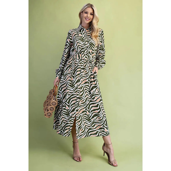 Zebra Print Midi Dress