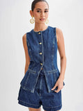 Denim Vest Matching Set - Greige Goods