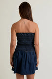 Smocked Denim Tube Dress