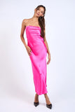 Satin Strapless Midi Dress