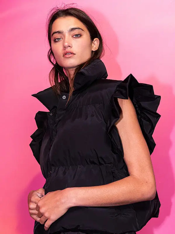Ruffle Sleeve Crop Vest
