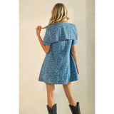 Collared Leopard Denim Mini