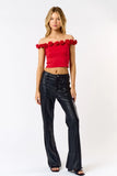 Rosette Off The Shoulder Crop