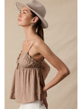 Sweetheart Tie Cami Top - Greige Goods