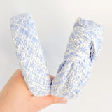 Coastal Blue Tweed Padded Knot Headband - Greige Goods