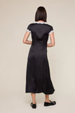 Satin Lace Trim Midi Dress