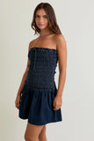 Smocked Denim Tube Dress