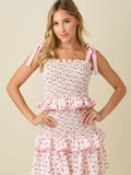 Floral Smocked Mini Dress - Greige Goods