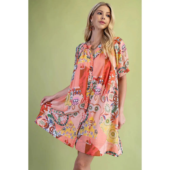 Printed Mini Dress