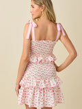 Floral Smocked Mini Dress - Greige Goods