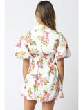 Olivia Floral Puff Sleeve Mini - Greige Goods
