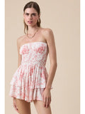 Floral Smocked Romper - Greige Goods