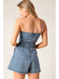 Acid Washed Denim Romper - Greige Goods