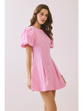 Puff Sleeve Button Down Dress - Greige Goods