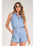 Denim Sleeveless Romper - Greige Goods