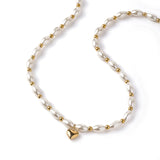 White Shell Necklace W/ Puffy Heart - Greige Goods