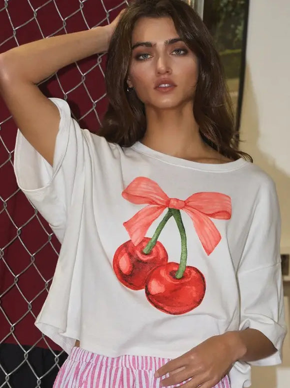 Cherry and Ribbon Top