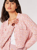 Textured Check Cropped Cardigan - Greige Goods
