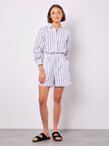 Linen Blend Stripe Shorts - Greige Goods
