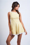 Checker Boat Neck Romper