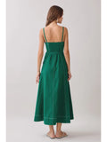 Topstitch Curved Neck Midi Dress - Greige Goods