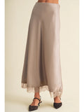 Satin & Lace Maxi Skirt - Greige Goods