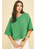 Button Down Short Sleeve Sweater - Greige Goods
