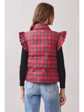 Plaid Ruffle Puffer Vest