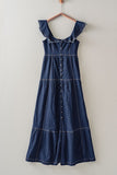 Frayed Maxi Denim Dress