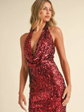 Sequin Halter Mini Dress - Greige Goods