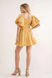 Puff Sleeve Mini Dress - Greige Goods