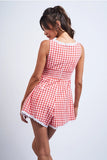 Checker Boat Neck Romper