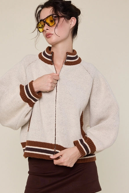 Graphic Knit Sweater Jacket