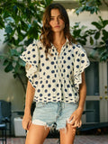 Ruffle Polka Dot Top - Greige Goods