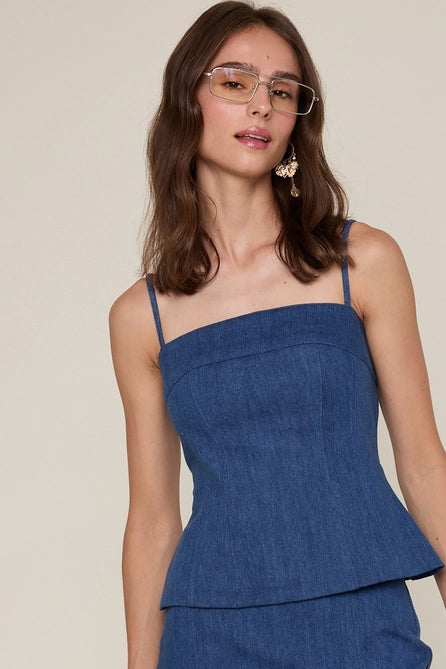 Denim Fit & Flare Top