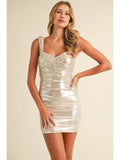 Ruched Metallic Mini Dress - Greige Goods