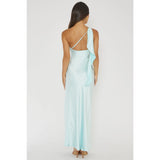 One Shoulder Satin Maxi - Greige Goods