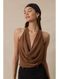 Halter Tie V-Neck Mesh Top