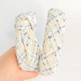 Coastal Blue Tweed Padded Knot Headband - Greige Goods