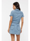 Belted Denim Collared Mini