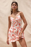 Scallop Cut Floral Mini Dress - Greige Goods