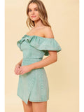 Washed Striped Woven Romper - Greige Goods