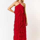 Halter Ruffle Maxi Dress