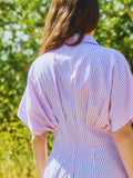 Stripe Print Pleated Romper - Greige Goods