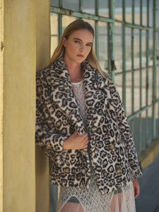 Faux Fur Leopard Coat