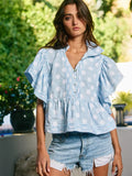Ruffle Polka Dot Top - Greige Goods