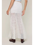Lace See Through Floral Maxi Skirt - Greige Goods