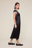 Satin Lace Trim Midi Dress